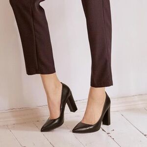 IDIFU Black Chunky Block Heel Women's Shoes